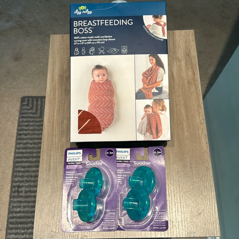 Itzy Ritzy Breastfeeding Boss (Multi Use Blanket and nursing cover) + Soothies